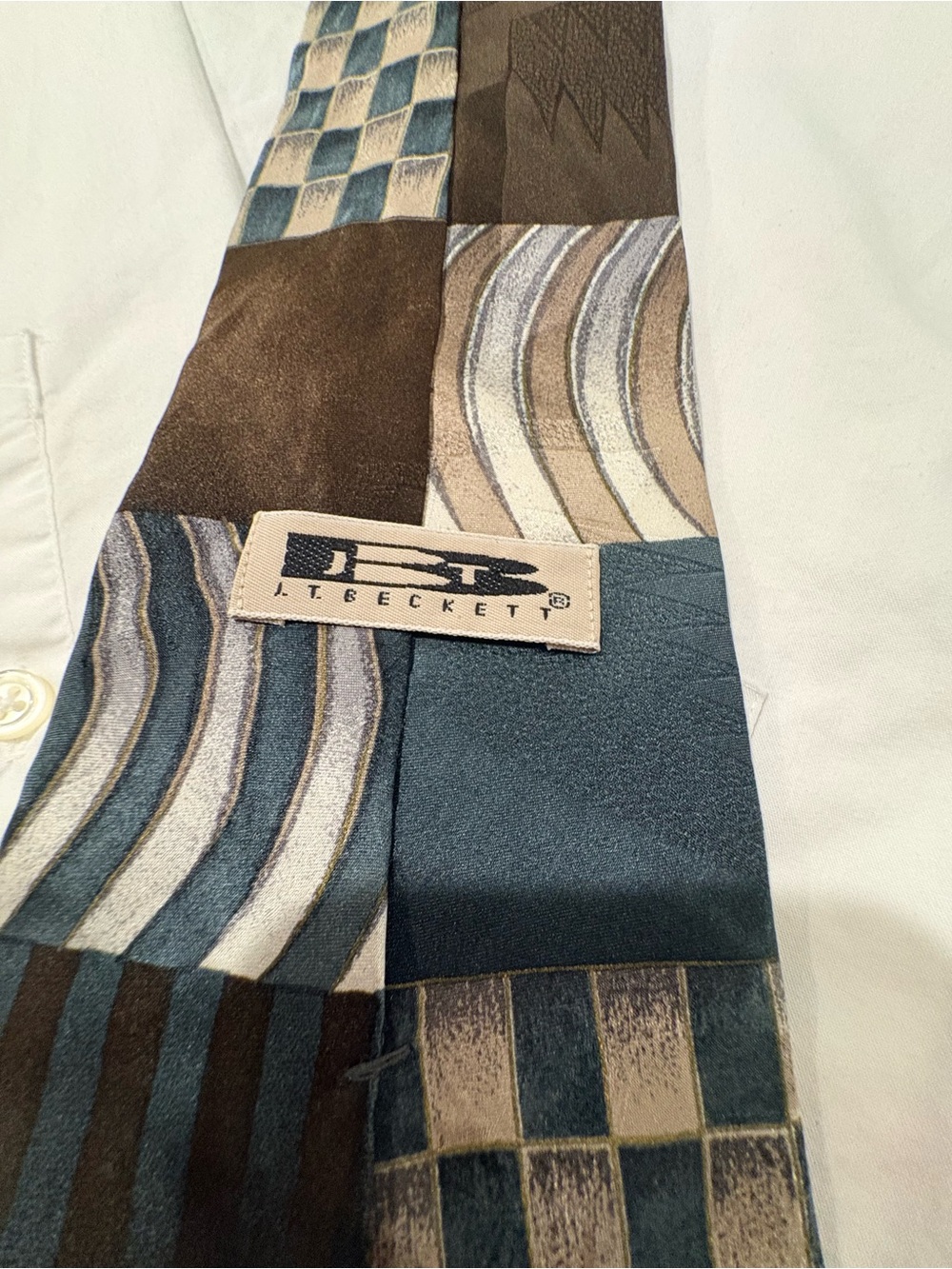 Men's Silk Patchwork Tie - Blue and Brown